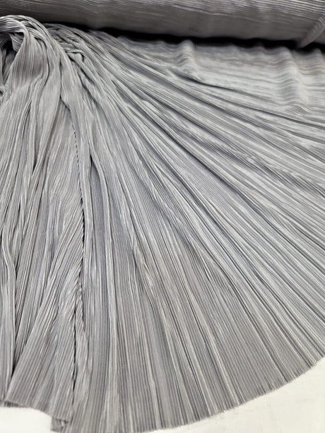 Pleated Stretch Fabric Silver Textured
