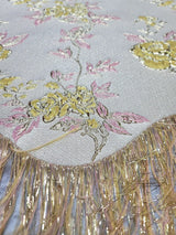 Brocade Jacquard Metallic Yellow Pink Gold