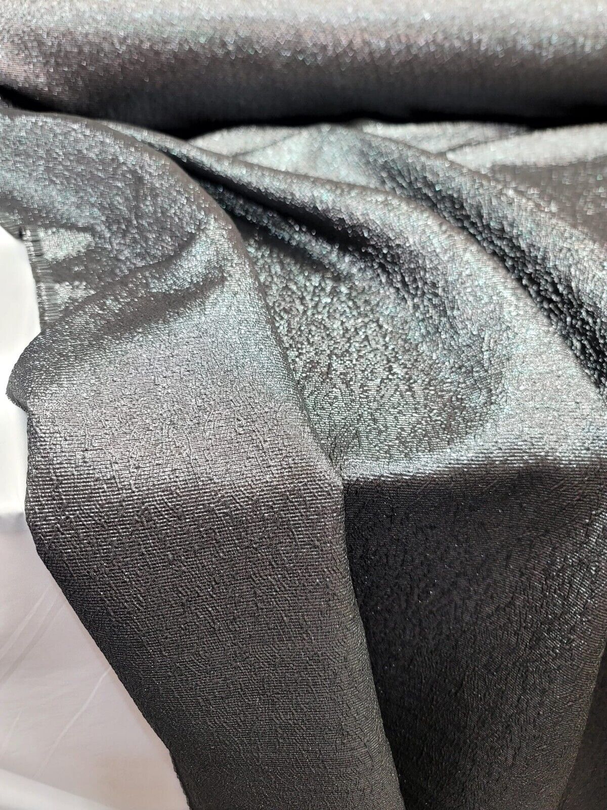 Brocade Jacquard Fabric Charcoal Gray Metallic