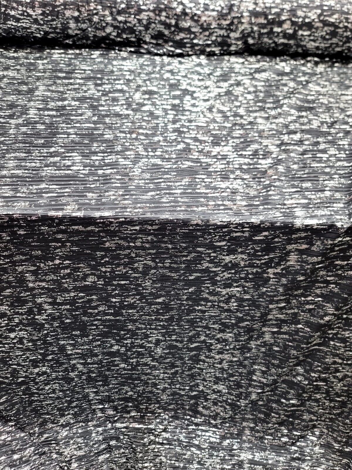 Stretch Pleated Fabric Charcoal Silver