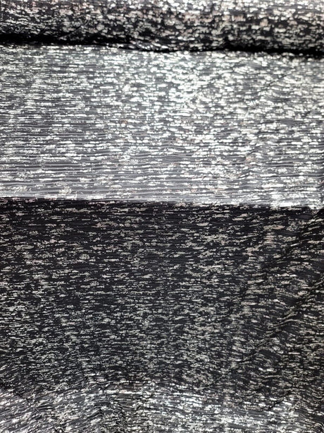 Stretch Pleated Fabric Charcoal Silver
