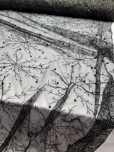 Embroidered Bridal Lace Fabric Black Silver