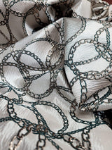Brocade Jacquard Fabric Gold Metallic Chain Geometric Pattern