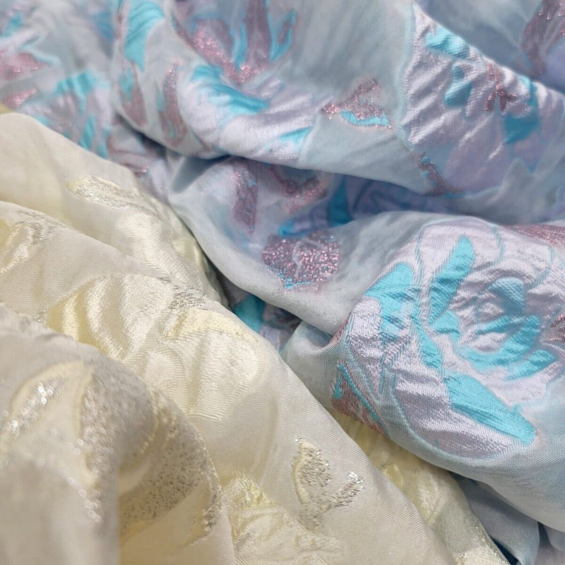 Floral Organza Brocade Fabric by the Yard