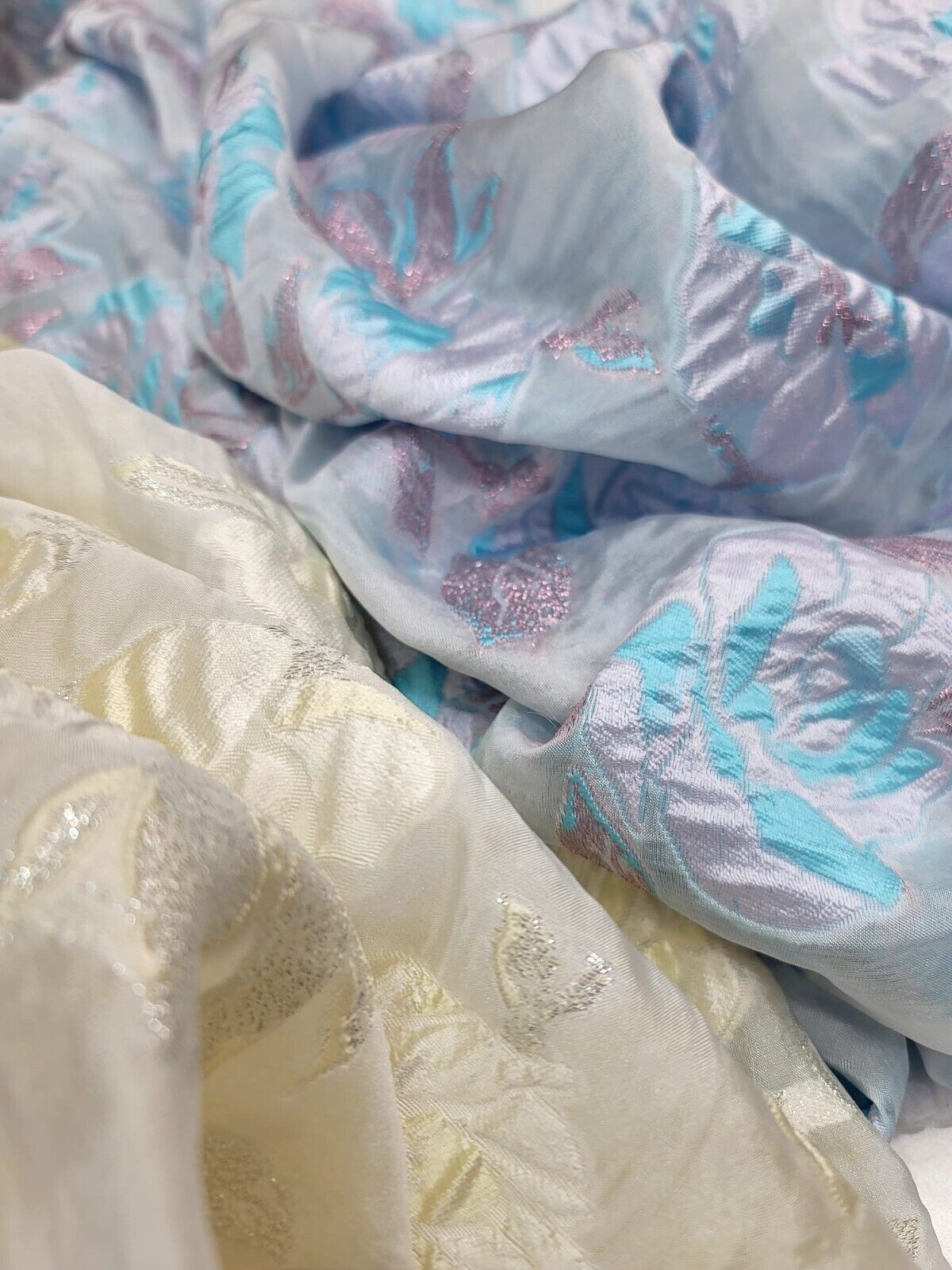 Floral Organza Brocade Fabric by the Yard
