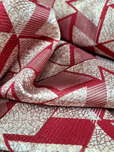 Brocade Jacquard Red Gold Metallic Geometric