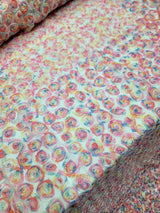 Embroidered Floral Mesh Lace White Pink