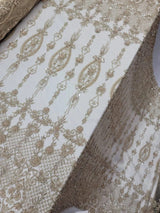 Beaded Lace Embroidery Floral Champagne