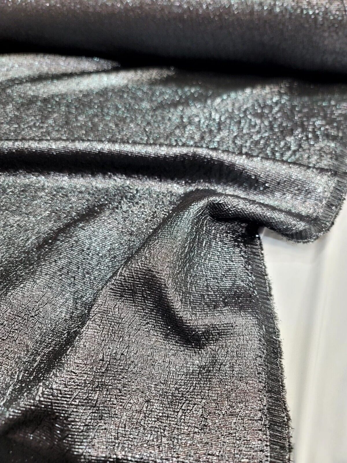 Brocade Jacquard Fabric Charcoal Gray Metallic