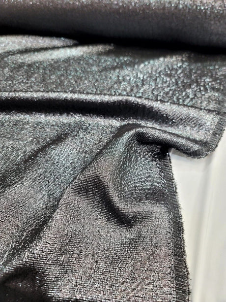 Brocade Jacquard Fabric Charcoal Gray Metallic