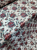 Red Brocade Floral Jacquard Fabric
