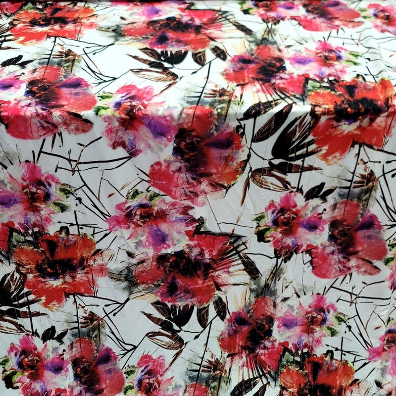 Floral Chiffon Fabric Pink Red Purple