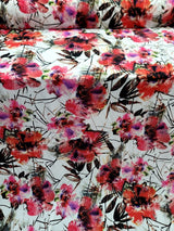 Floral Chiffon Fabric Pink Red Purple