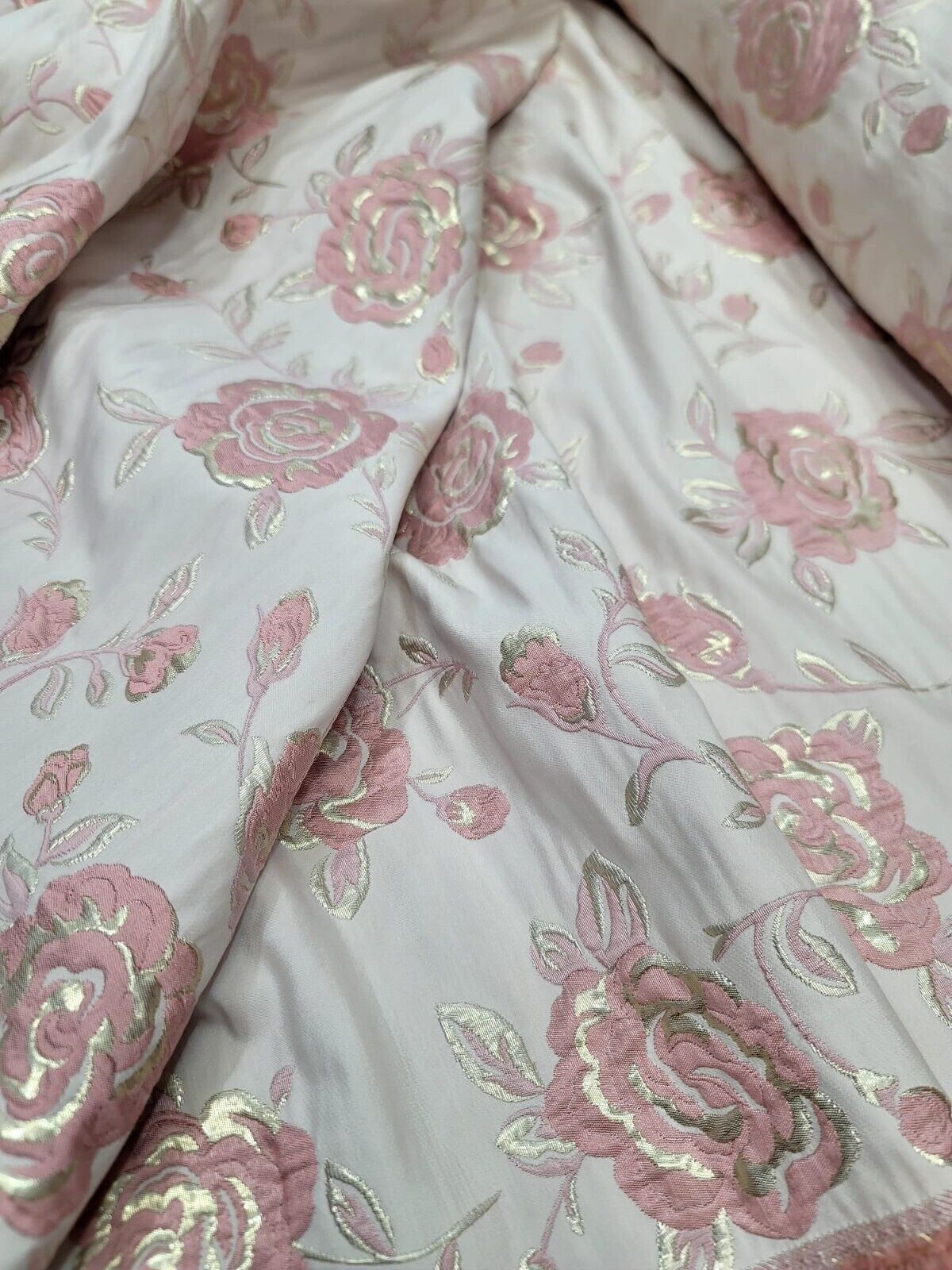 Brocade Jacquard Floral Fabric Blush Gold