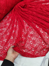Red Mesh Lace Fabric