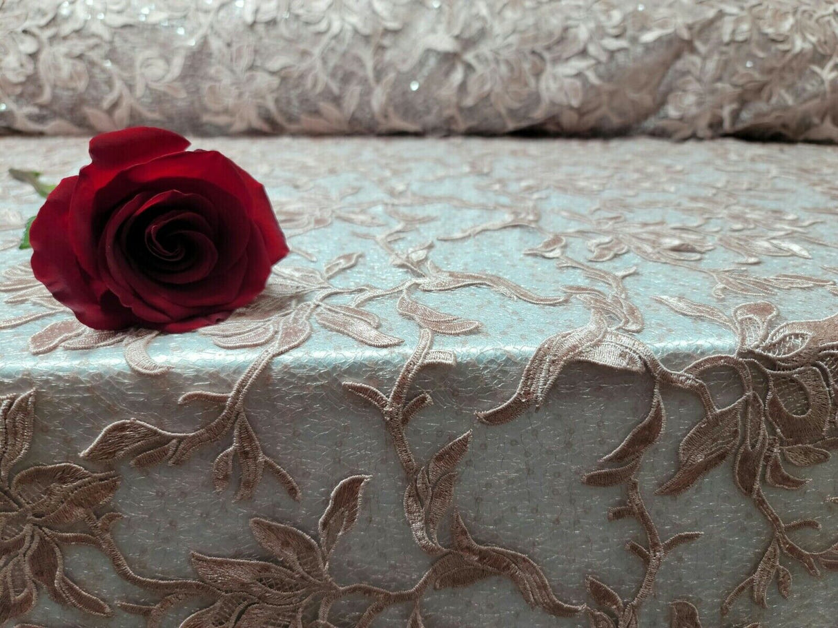 Embroidered Lace Guipure Mesh Dusty Rose