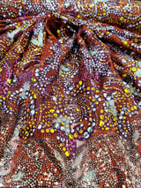 Maroon Sequins Embroidery Fish Net Lace