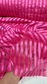 Embroidered Lace Fabric Fuchsia Ribbon Mesh