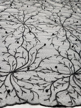 Embroidered Bridal Lace Fabric Black Silver