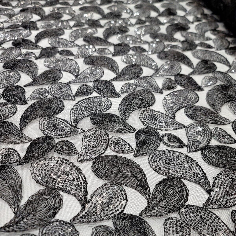 Embroidered Lace Black Sequins