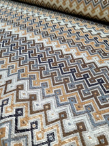 Brocade Jacquard Gold Metallic Geometric Fabric