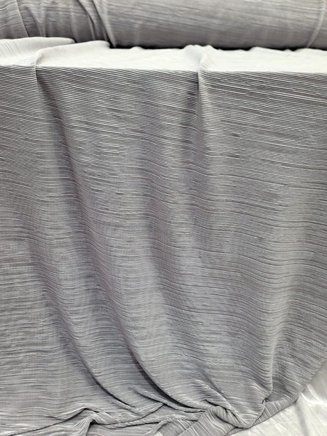 Pleated Stretch Fabric Silver Textured