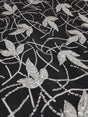 Silver Glitter Floral Black Spandex Fabric