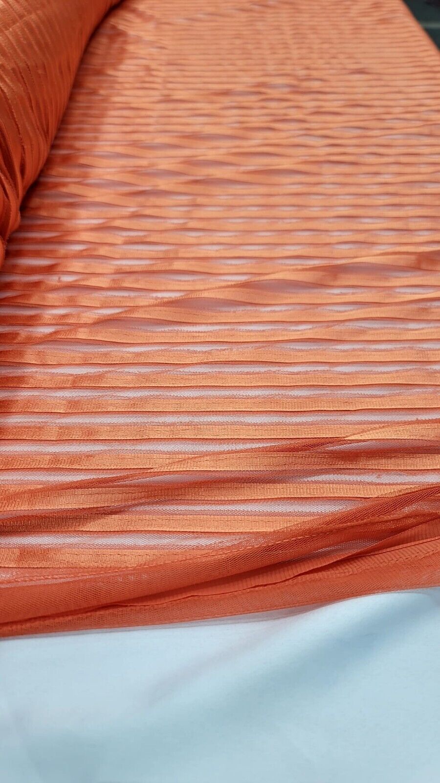 Orange Stretch Lace Fabric