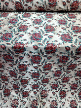 Red Brocade Floral Jacquard Fabric