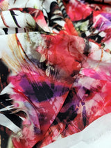 Floral Chiffon Fabric Pink Red Purple
