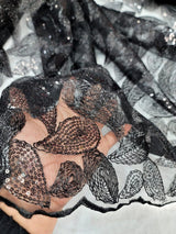 Embroidered Lace Black Sequins