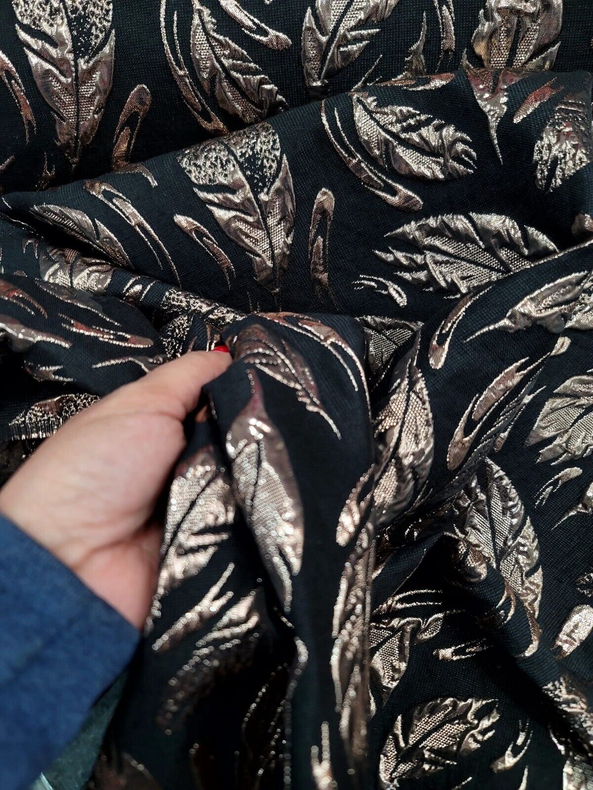 Black Gold Brocade Fabric
