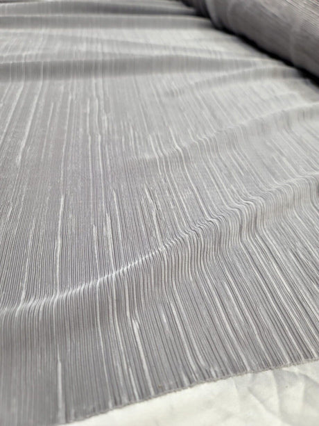 Pleated Stretch Fabric Silver Textured