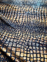 Sequin Stretch Fabric Brown Golden Desert Python Print