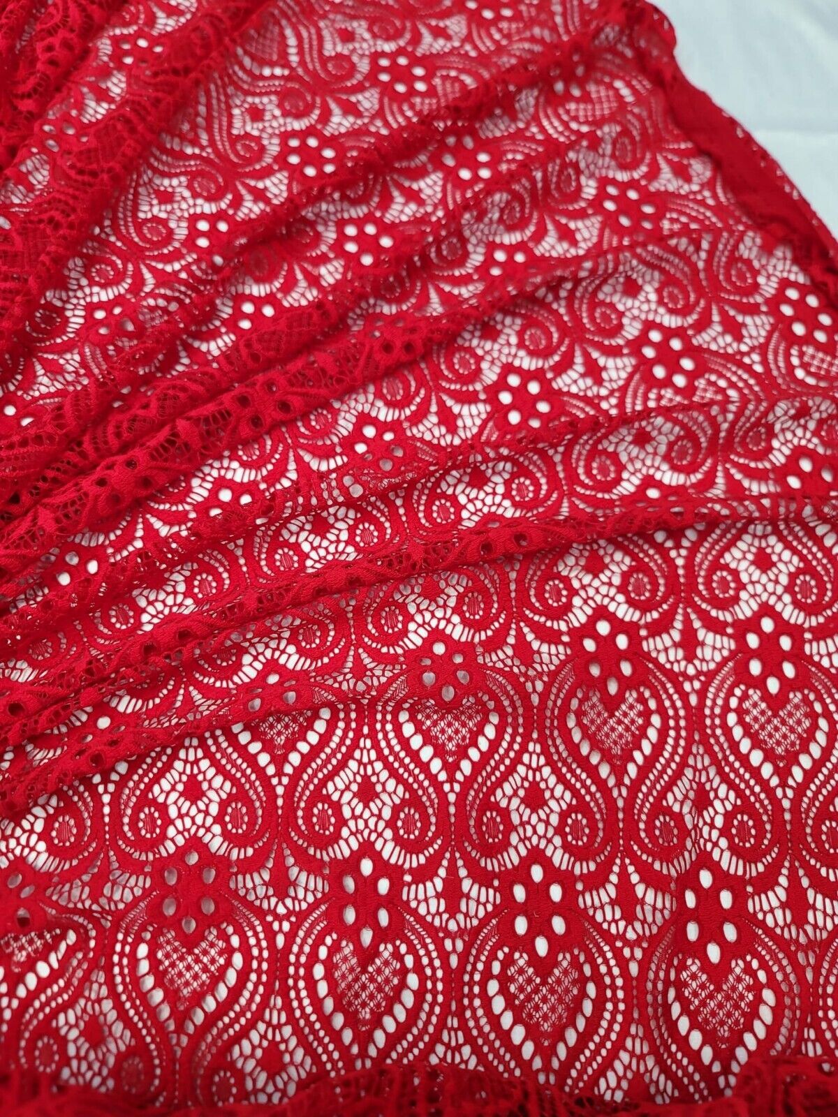 Red Mesh Lace Fabric