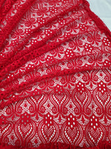 Red Mesh Lace Fabric