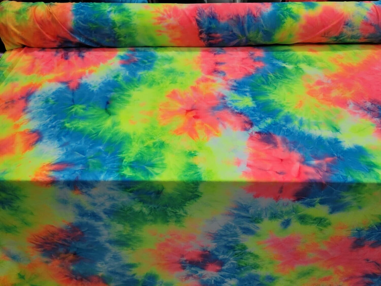 Multicolor Spandex Fabric Neon Tie-Dye