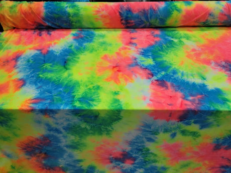 Multicolor Spandex Fabric Neon Tie-Dye