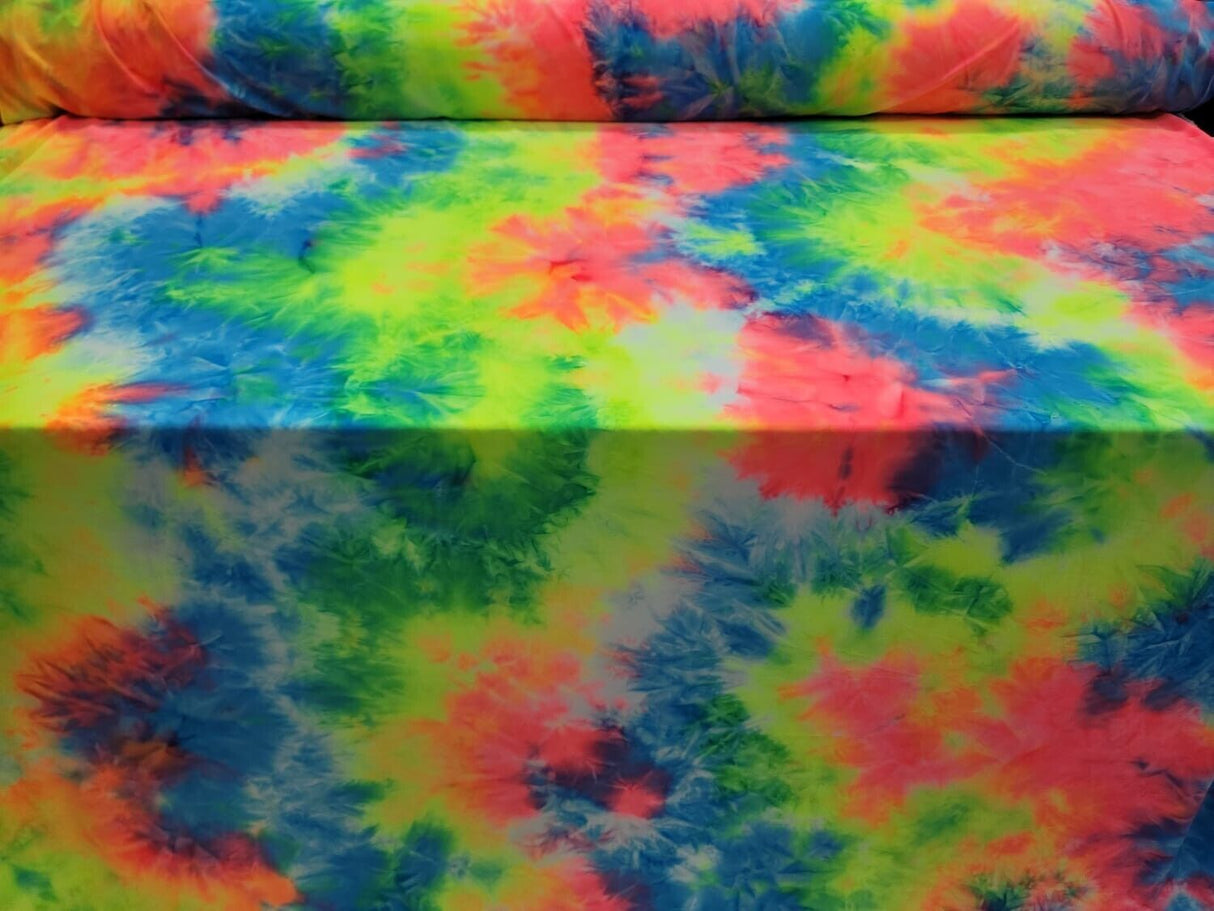 Multicolor Spandex Fabric Neon Tie-Dye