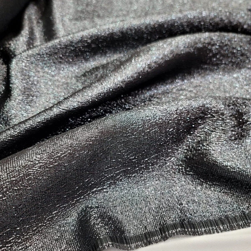 Brocade Jacquard Fabric Charcoal Gray Metallic
