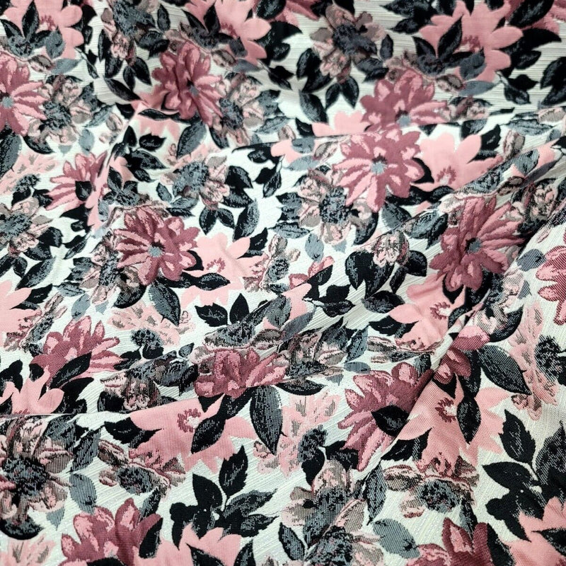 Brocade Jacquard Floral Chenille Fabric Dusty Rose Mauve