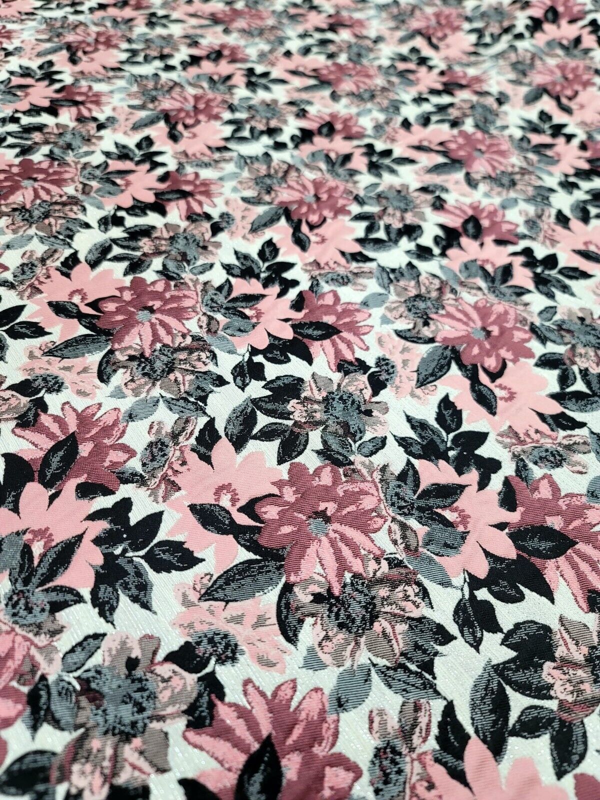 Brocade Jacquard Floral Chenille Fabric Dusty Rose Mauve