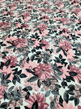 Brocade Jacquard Floral Chenille Fabric Dusty Rose Mauve