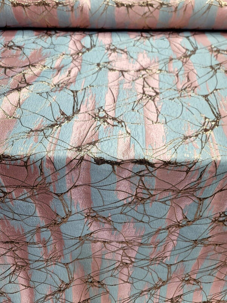 Brocade Jacquard Fabric Pink Sky Blue Metallic Rose Gold