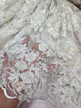 Beaded Embroidered Lace Ivory