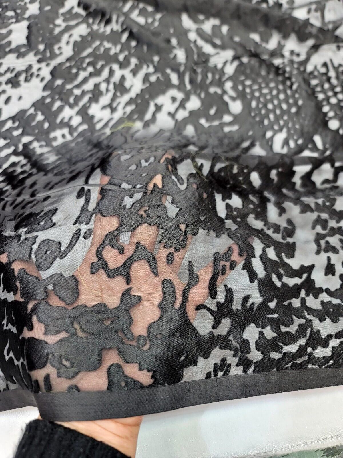 Black Silk Burnout Velvet Fabric