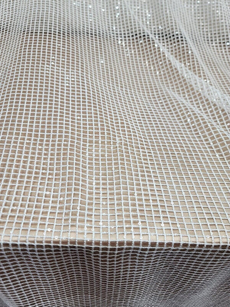 Sequin Fishnet Fabric Off White