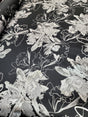 Silver Floral Black Brocade Fabric