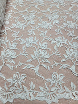 White Embroidery Lace Guipure Floral Sequin Mesh
