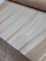 Embroidered Polka Dot Mesh Fabric Beige Champagne